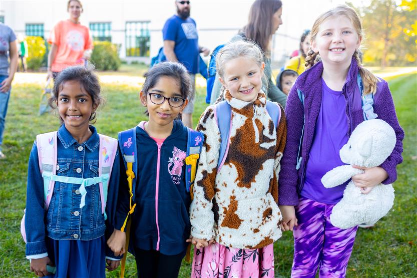 Students walk to school